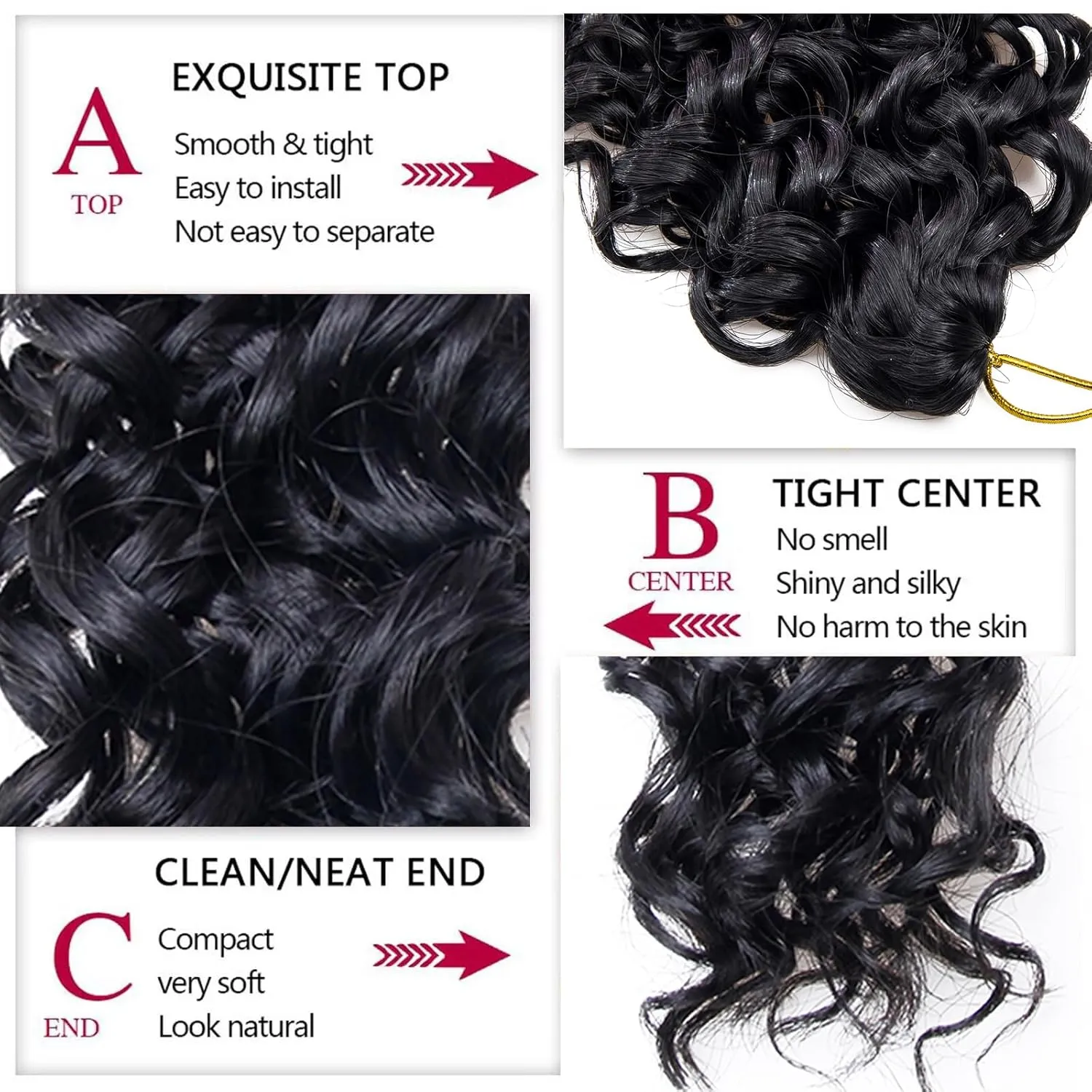 8 Packs Curly Crochet Hair 14inch GoGo Curl Crochet hair for Women Deep Wave Braiding hair,Synthetic Bohemian Crochet Braid Water Wave Crochet hair Extensions(1B, 14inch)
