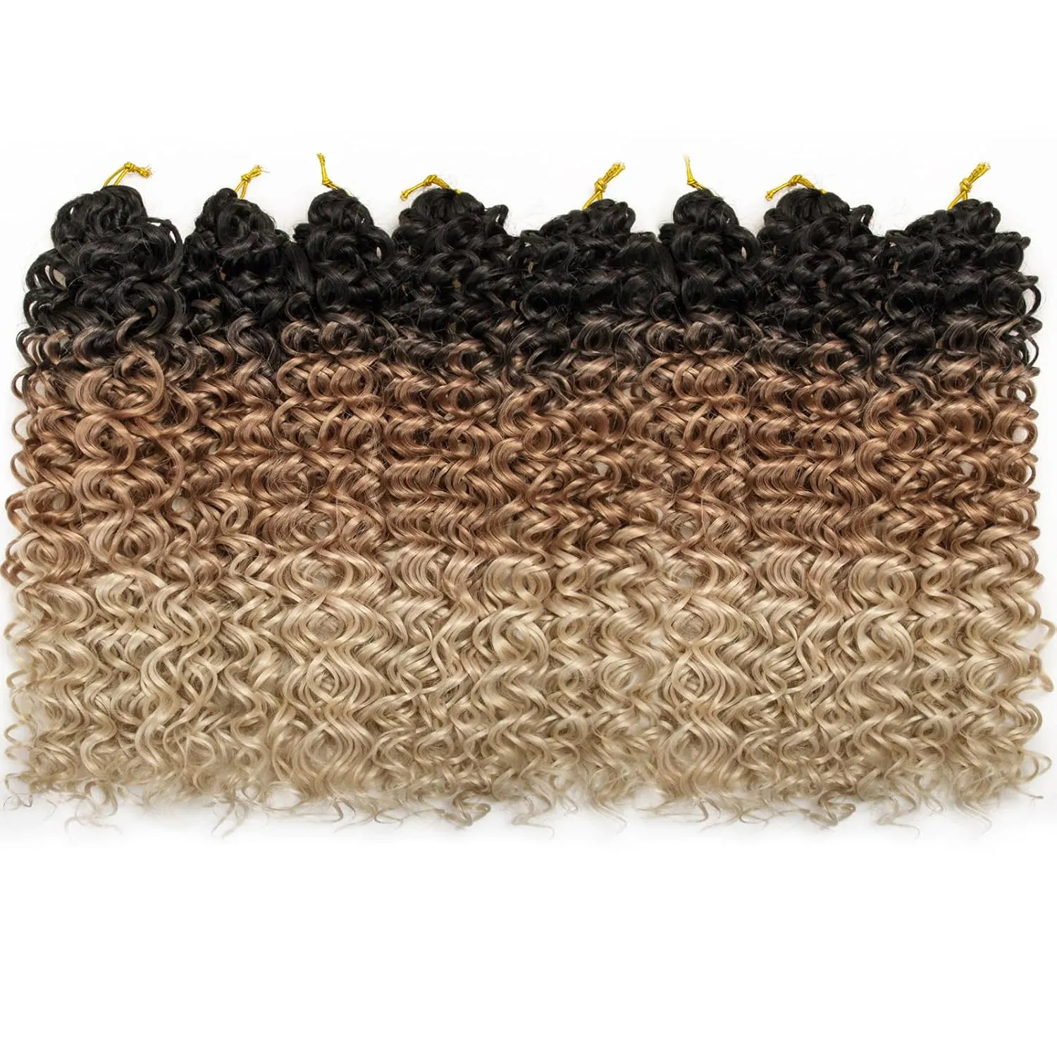 8 Packs Curly Crochet Hair GoGo Curl Crochet hair for Black Women Deep Wave Braiding hair,Synthetic Bohemian Crochet Braid Water Wave Crochet hair Extensions (1B/27/613, 18inch)