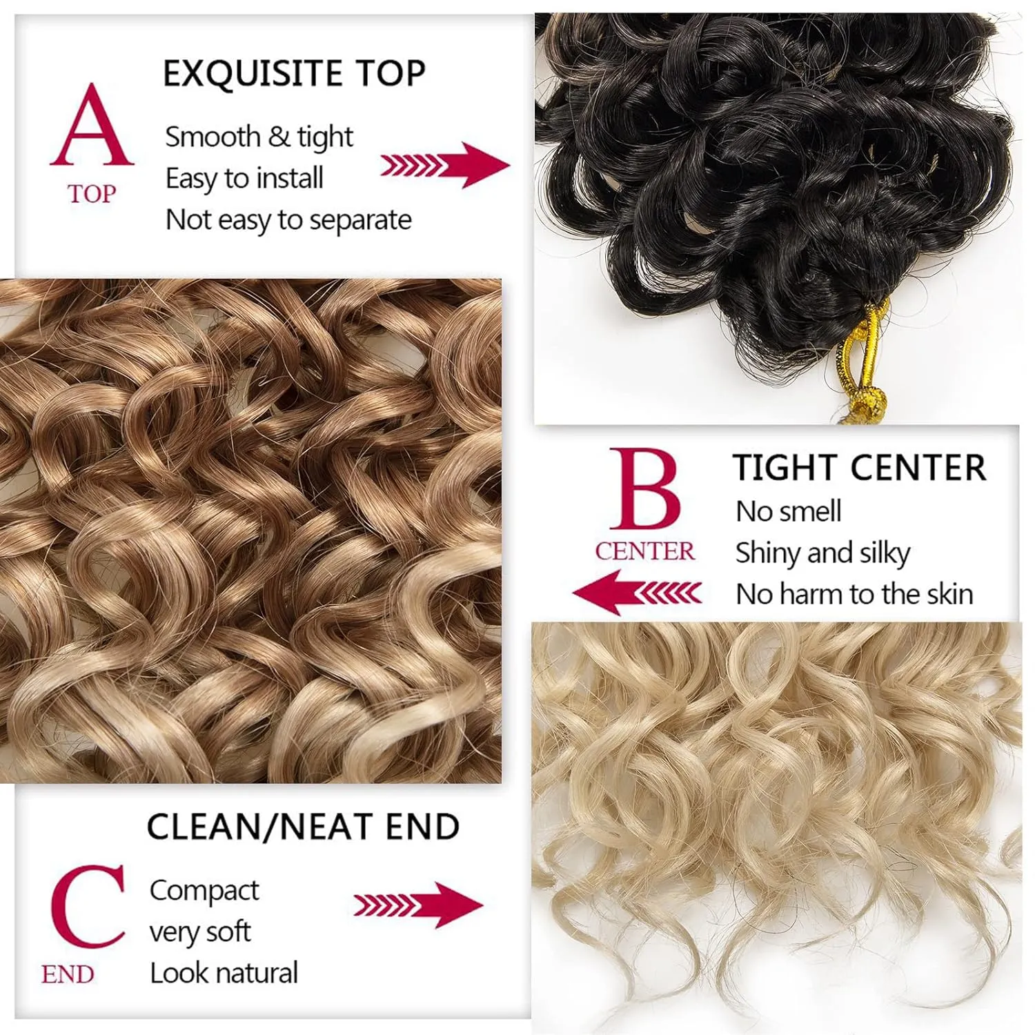 8 Packs Curly Crochet Hair GoGo Curl Crochet hair for Black Women Deep Wave Braiding hair,Synthetic Bohemian Crochet Braid Water Wave Crochet hair Extensions (1B/27/613, 18inch)