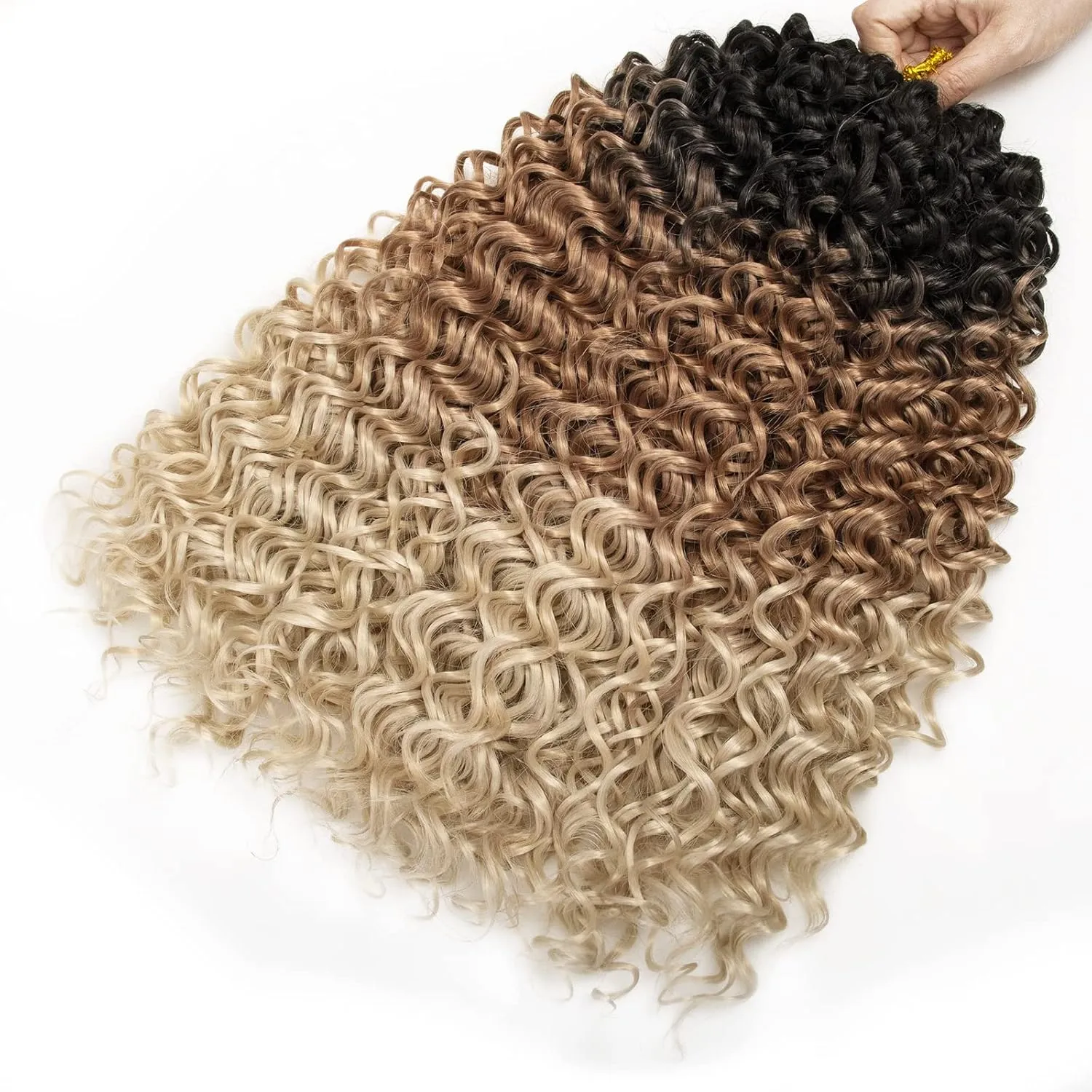 8 Packs Curly Crochet Hair GoGo Curl Crochet hair for Black Women Deep Wave Braiding hair,Synthetic Bohemian Crochet Braid Water Wave Crochet hair Extensions (1B/27/613, 18inch)