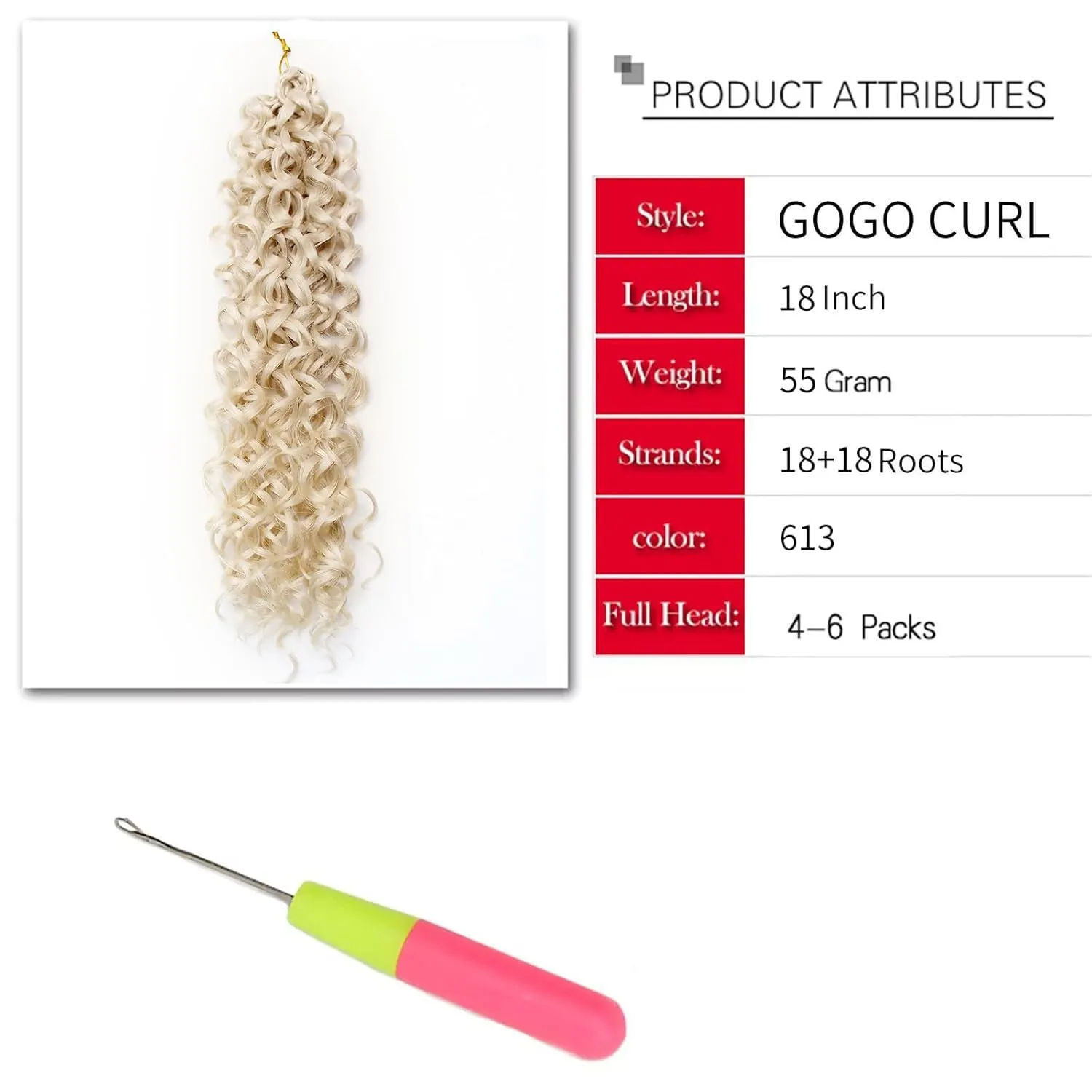 8 Packs Curly Crochet Hair GoGo Curl Crochet hair for Black Women Deep Wave Braiding hair,Synthetic Bohemian Crochet Braid Water Wave Crochet hair Extensions (613#, 18inch)