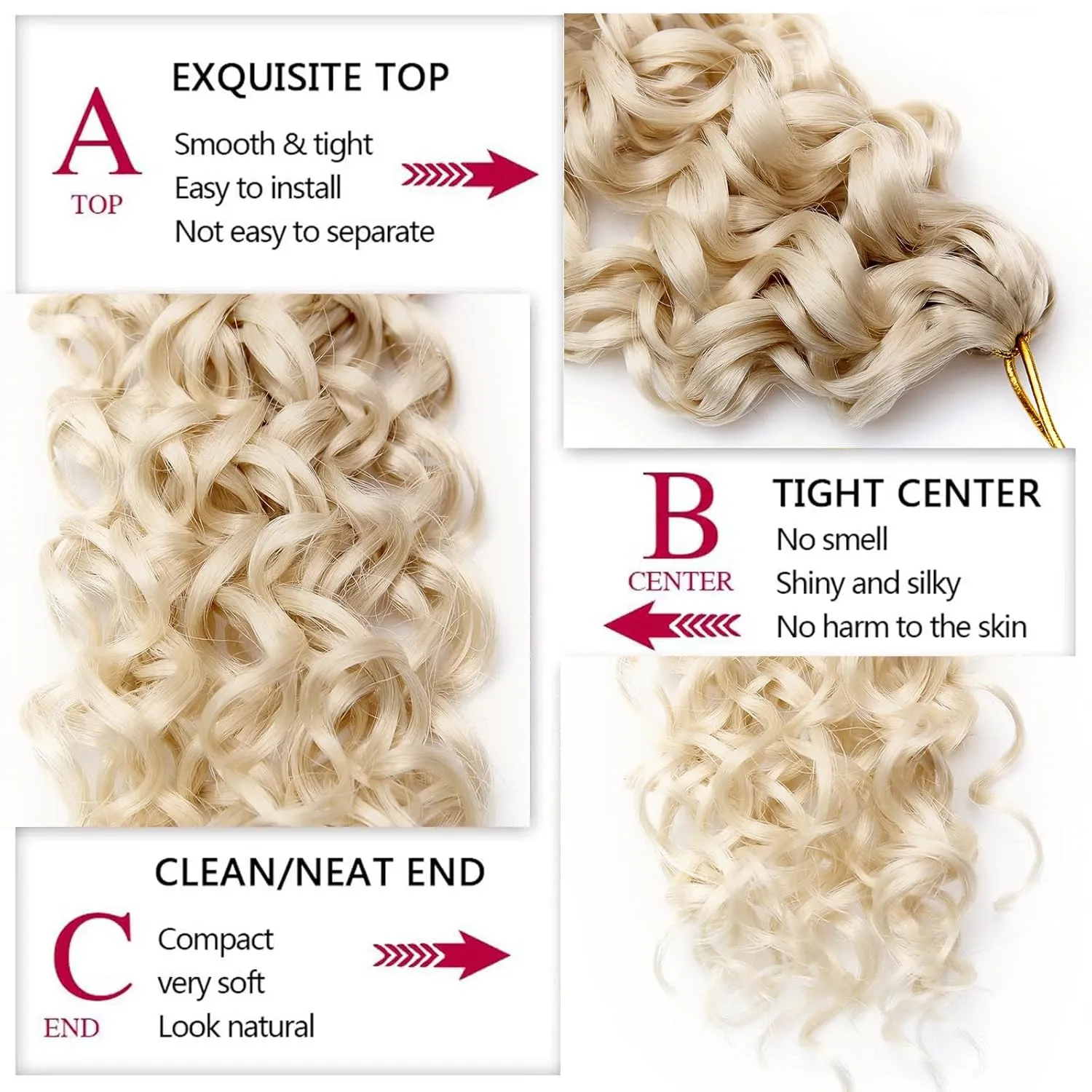 8 Packs Curly Crochet Hair GoGo Curl Crochet hair for Black Women Deep Wave Braiding hair,Synthetic Bohemian Crochet Braid Water Wave Crochet hair Extensions (613#, 18inch)