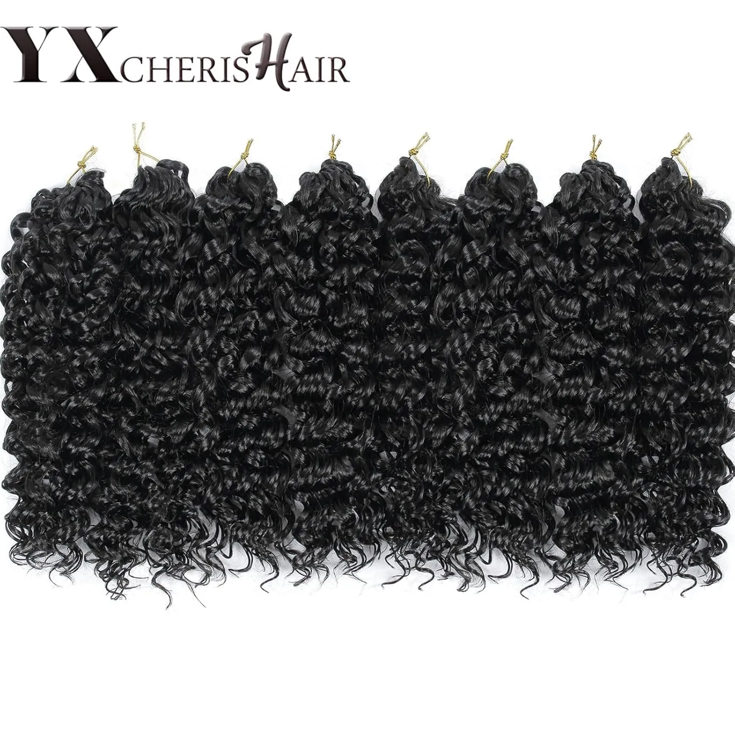 8 Packs Curly Crochet Hair GoGo Curl Crochet hair for Women Deep Wave Braiding hair,Synthetic Bohemian Crochet Braid Water Wave Crochet hair Extensions (12inch, 1B)