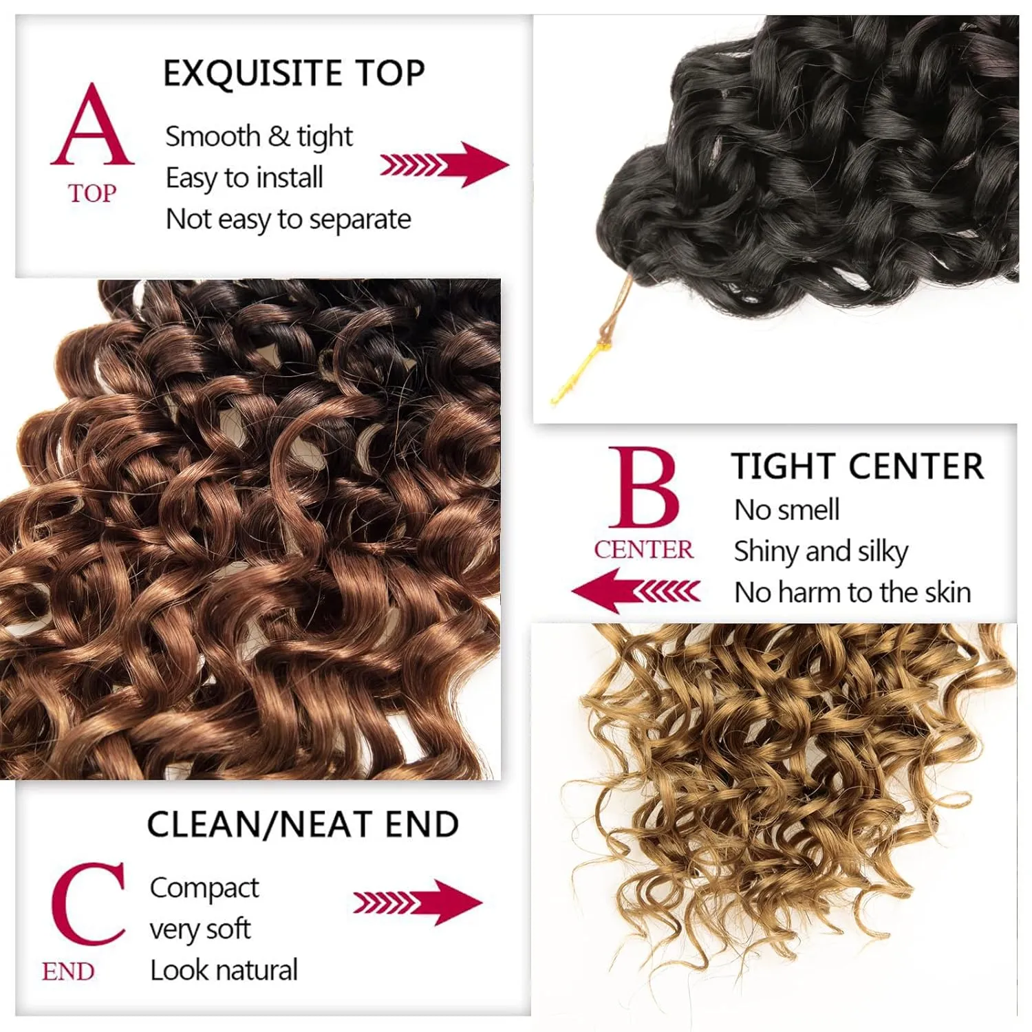8 Packs Curly Crochet Hair GoGo Curl Crochet hair for Women Deep Wave Braiding hair,Synthetic Bohemian Crochet Braid Water Wave Crochet hair Extensions(18inch, 1B/30/27)