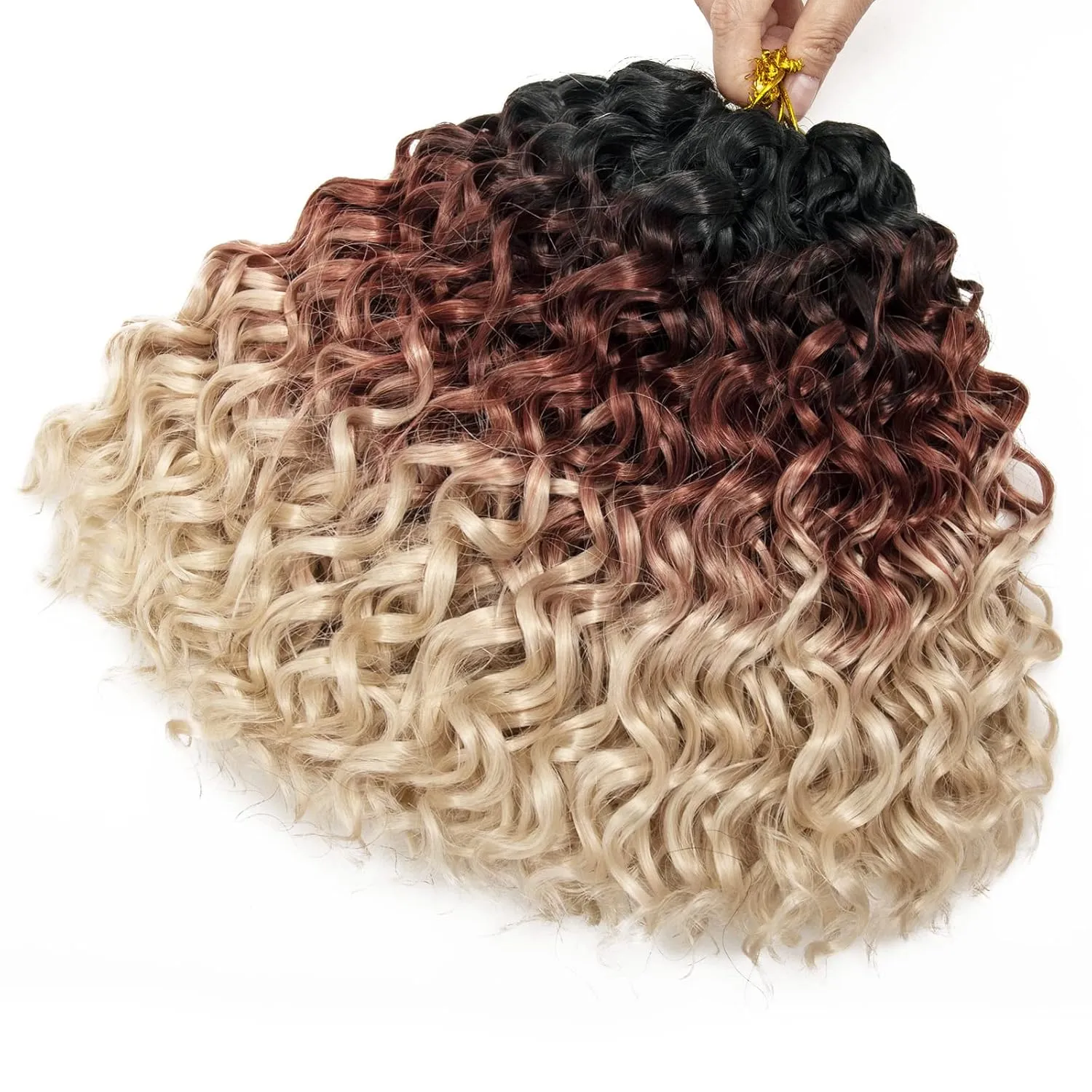 8 Packs Curly Crochet Hair GoGo Curl Crochet hair for Women Deep Wave Braiding hair,Synthetic Bohemian Crochet Braid Water Wave Crochet hair Extensions(1B/30/613, 10inch)