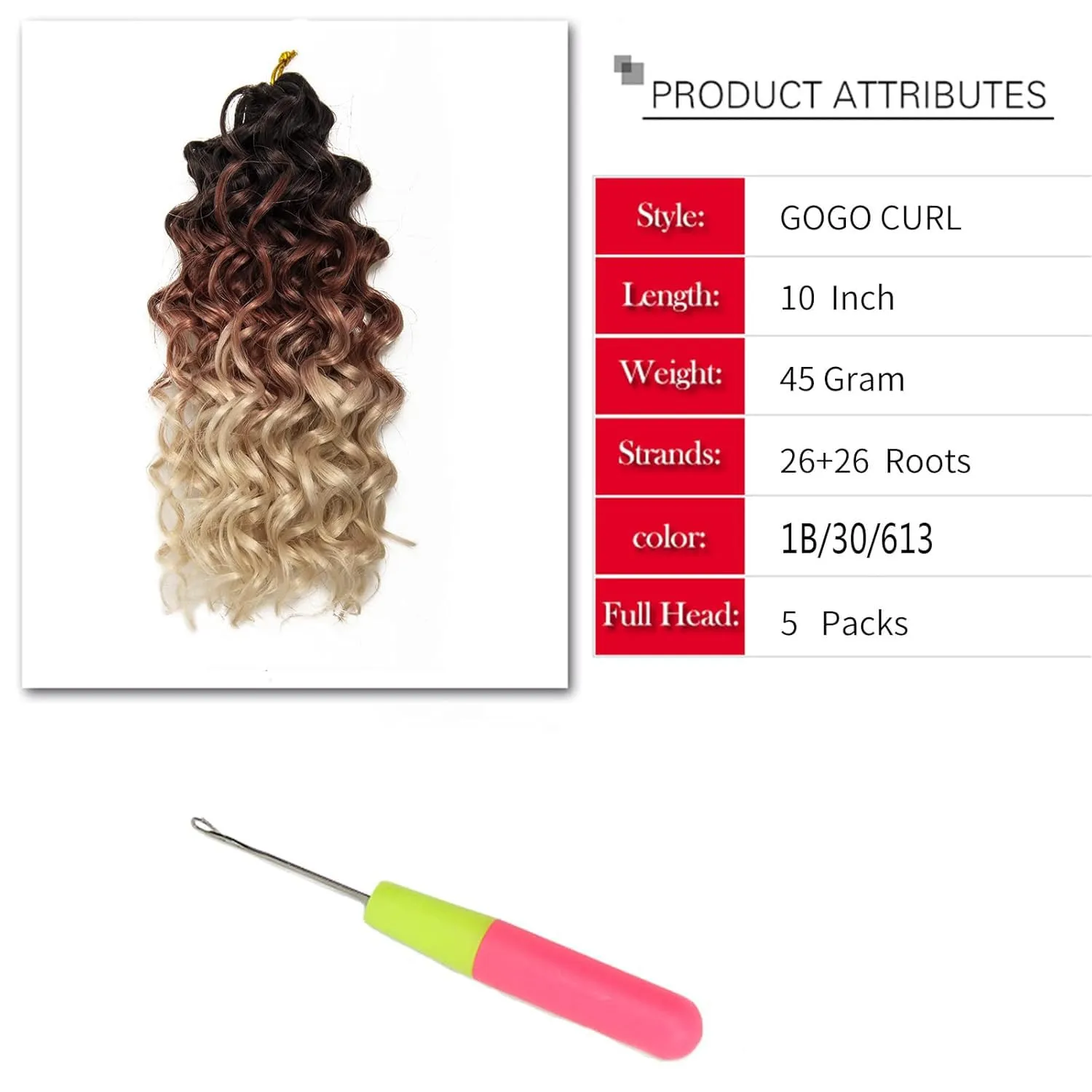 8 Packs Curly Crochet Hair GoGo Curl Crochet hair for Women Deep Wave Braiding hair,Synthetic Bohemian Crochet Braid Water Wave Crochet hair Extensions(1B/30/613, 10inch)
