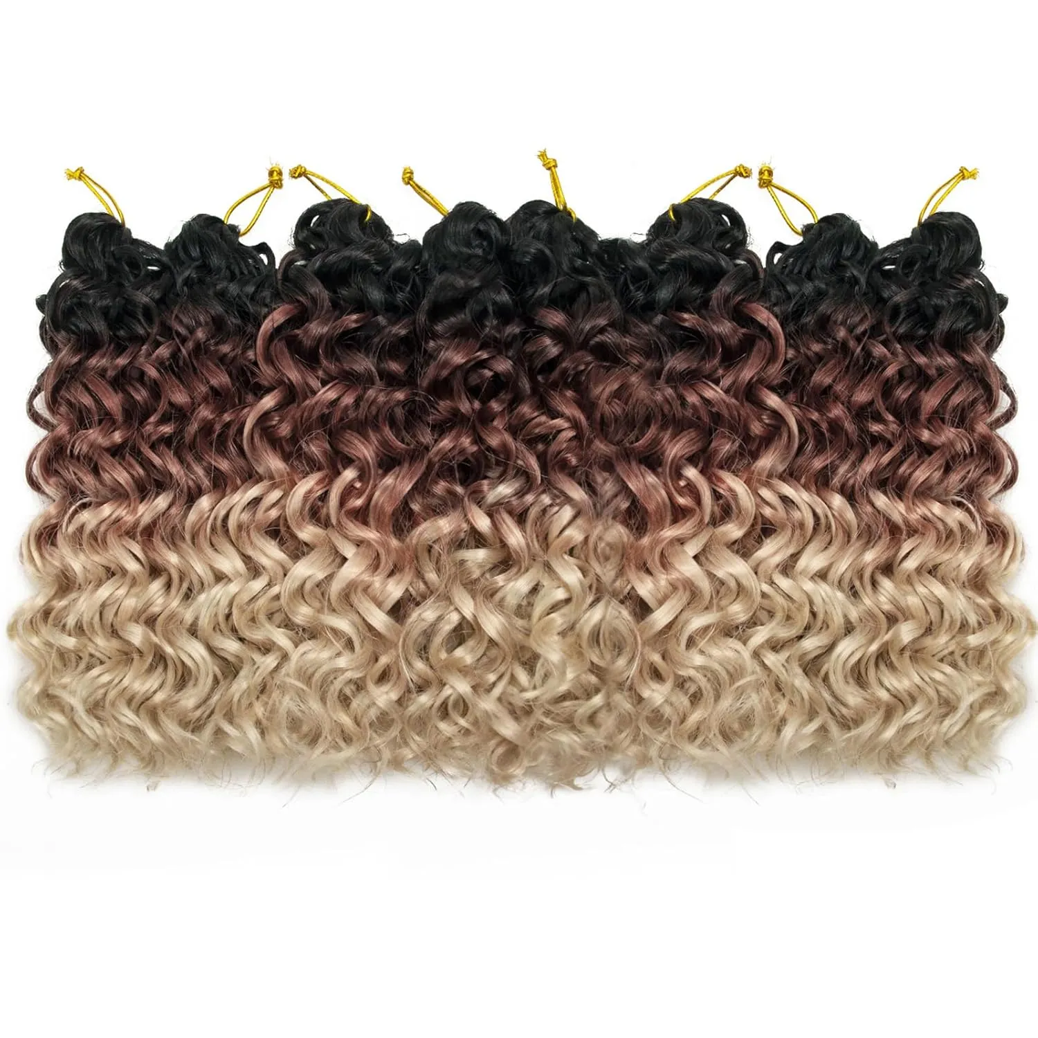 8 Packs Curly Crochet Hair GoGo Curl Crochet hair for Women Deep Wave Braiding hair,Synthetic Bohemian Crochet Braid Water Wave Crochet hair Extensions(1B/30/613, 10inch)