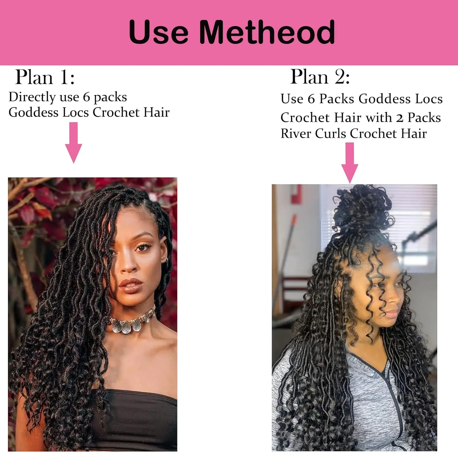 8 Packs New Goddess Locs Crochet Hair 22 Inch River Locs Crochet Braids Bohemian Faux Locs Crochet with Curly Ends Pre-looped Boho Style Synthetic Braids for Black Women(1B#)