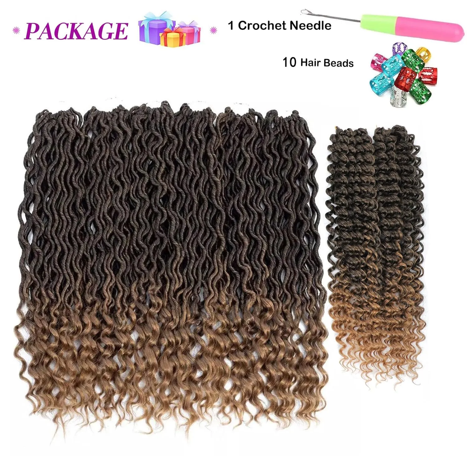 8 Packs New Goddess Locs Crochet Hair 22 Inch River Locs Crochet Braids Boho Style Synthetic Braids Ombre Blonde Bohemian Faux Locs Crochet with Curly Ends for Black Women(22inch #T1B/27,8packs)