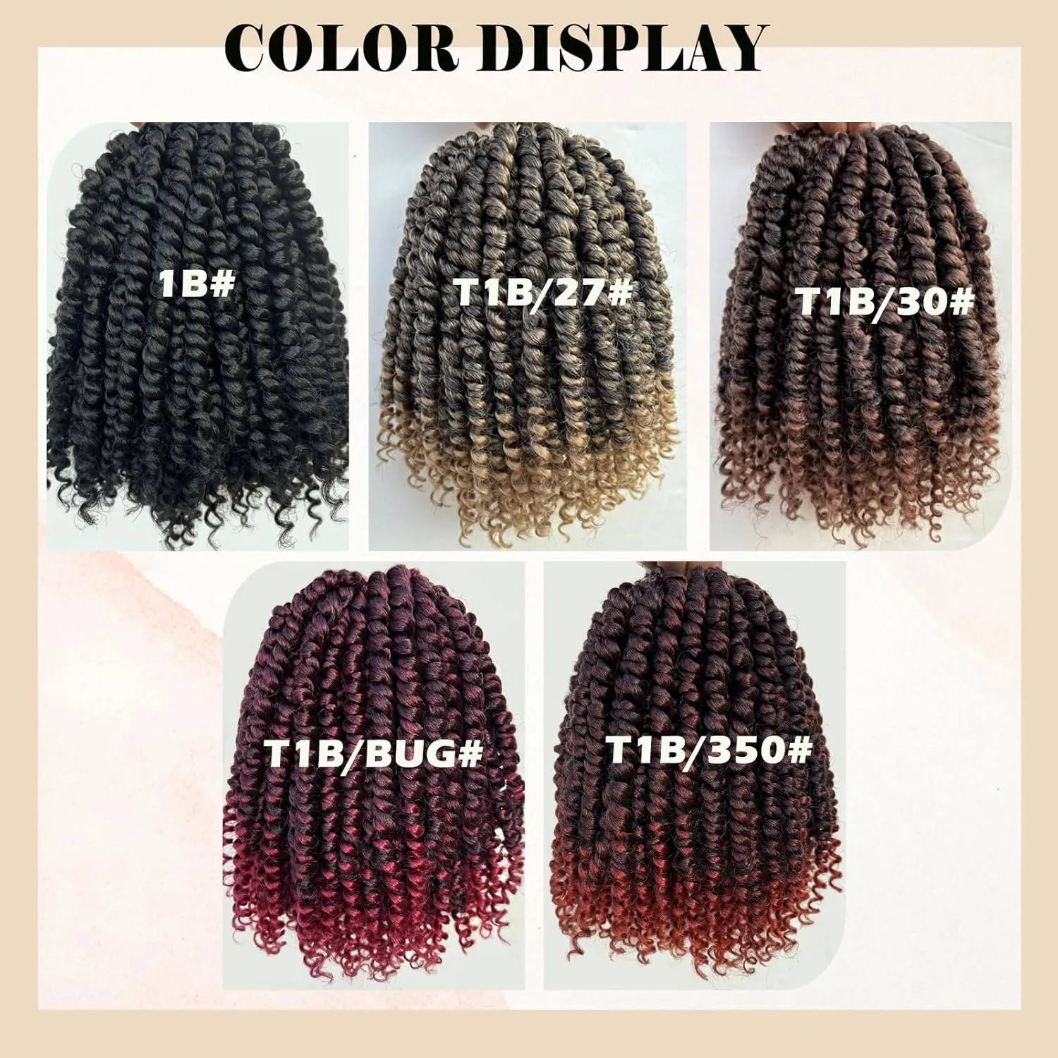 8 Packs Passion Twist Crochet Hair 8 Inch Pretwisted Crochet Passion Twist Hair Ombre Prelooped Short Passion Twist Hair Soft Crochet Braids Hair for Women #T1B/27