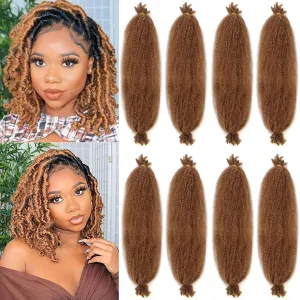 8 Packs Pre-Separated Spring Afro Twist Hair 16 Inch Long Spring Twsit Crochet Hair For Butterfly Locs Honey Blond Synthetic Marley Twist Hair Extension For Black Women 27#