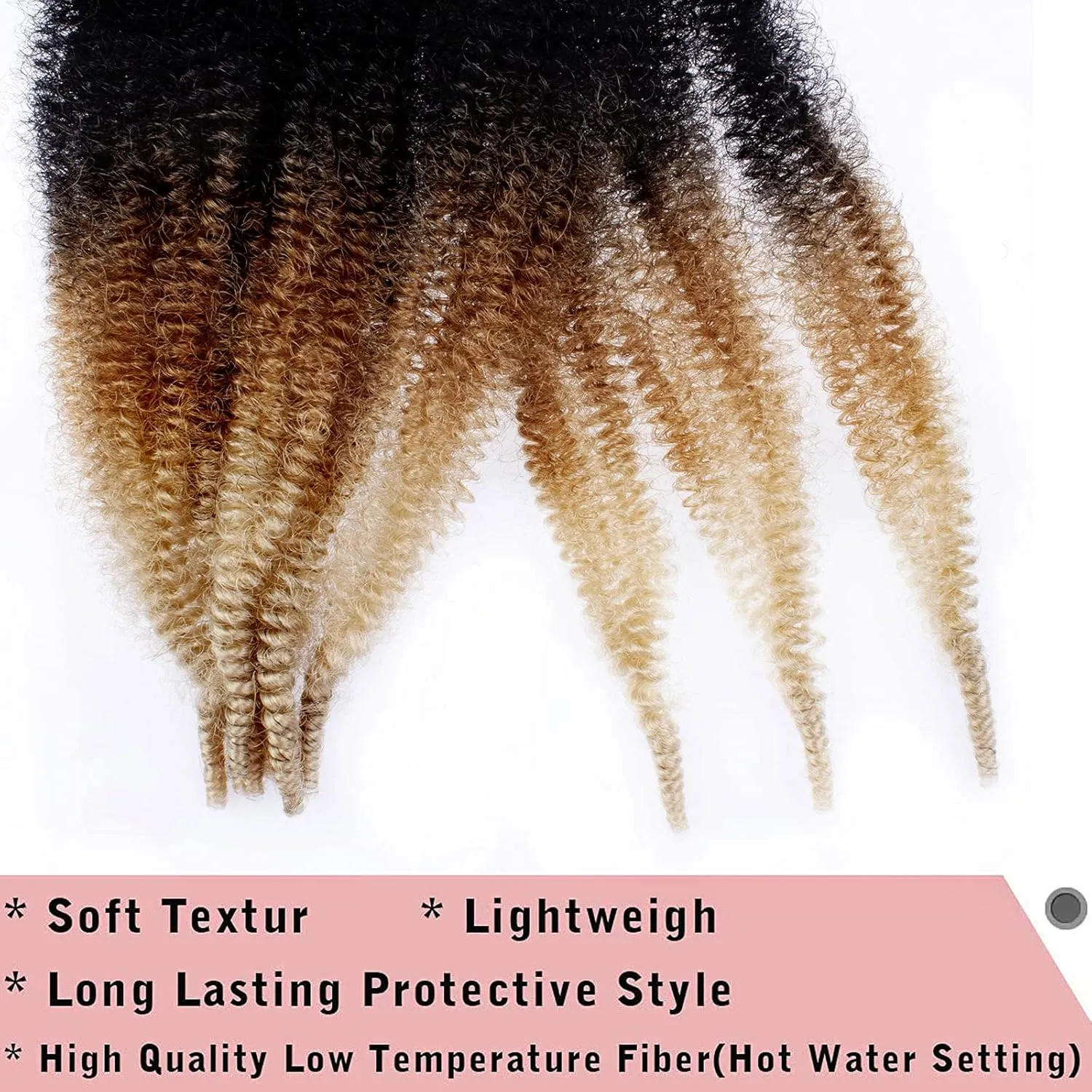 8 Packs Pre-Separated Springy Afro Twist Hair 16 Inch 3 Tones Spring Twist Hair For Distressed Soft Locs Marley Twist Braiding Hair Synthetic Hair Extension For Black Women (8 Strands/Pack,1B27613#)