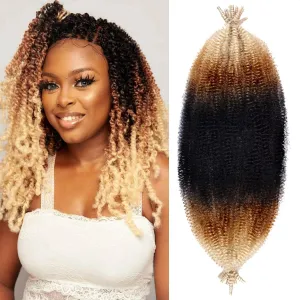 8 Packs Pre-Separated Springy Afro Twist Hair 16 Inch 3 Tones Spring Twist Hair For Distressed Soft Locs Marley Twist Braiding Hair Synthetic Hair Extension For Black Women (8 Strands/Pack,1B27613#)