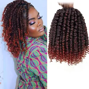 8 Packs Pretwisted Passion Twist Crochet Hair 8 Inch Pre Looped Crochet Passion Twist Hair Coppery Red Short Passion Twist Hair Soft Crochet Braids Hair for Women #T1B/350