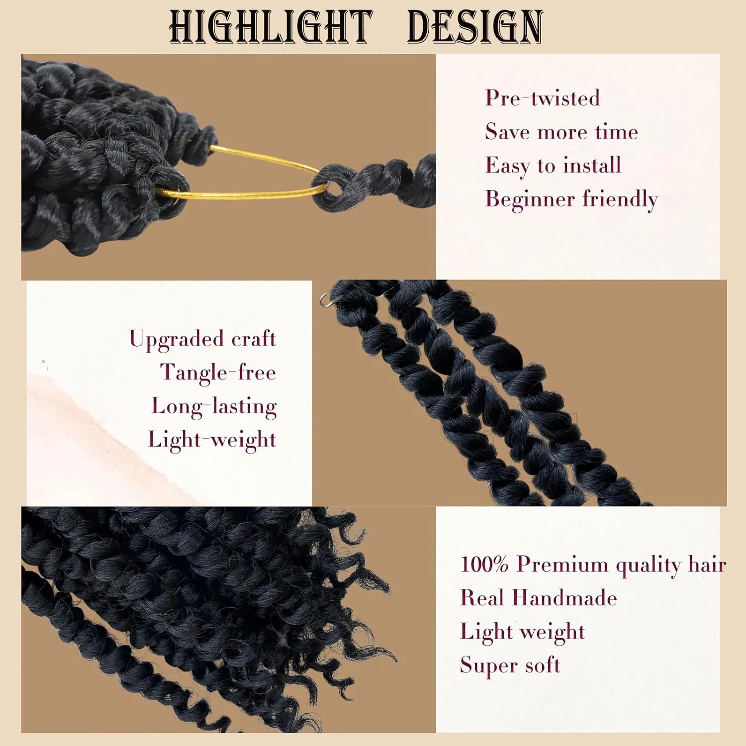 8 Packs Pretwisted Passion Twist Crochet Hair 8 Inch Pre Looped Crochet Passion Twist Hair Short Passion Twist Hair Soft Crochet Braids Hair for Women Natural Black