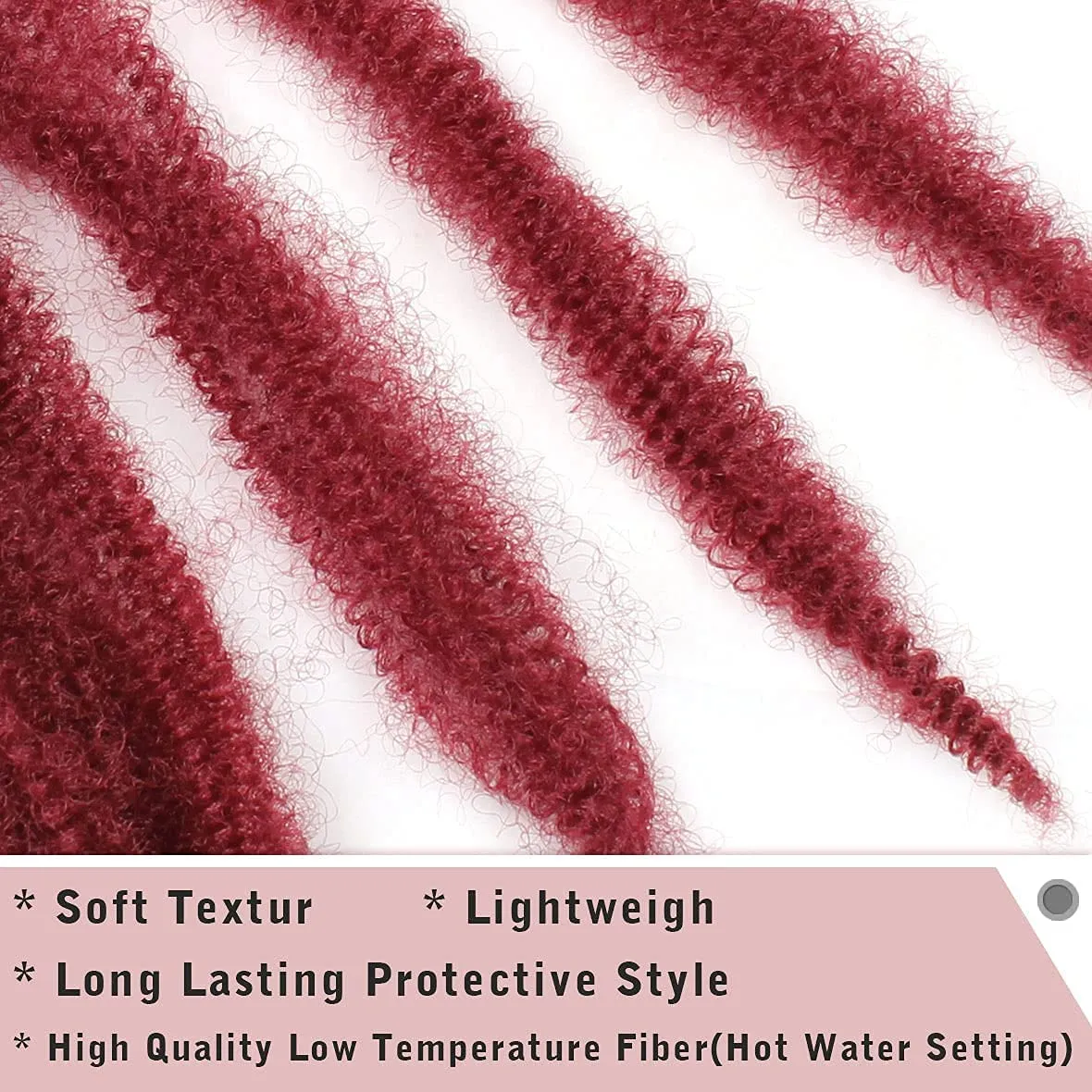 8 Packs Springy Afro Twist Hair Wine Red Spring Twist For Distressed Soft Locs 16 Inch Synthetic Pre-Separated Crochet Braiding Hair Long Marley Twist Hair Extension For Women(8 Strands/Pack,BUG#)