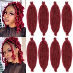 8 Packs Springy Afro Twist Hair Wine Red Spring Twist For Distressed Soft Locs 16 Inch Synthetic Pre-Separated Crochet Braiding Hair Long Marley Twist Hair Extension For Women(8 Strands/Pack,BUG#)