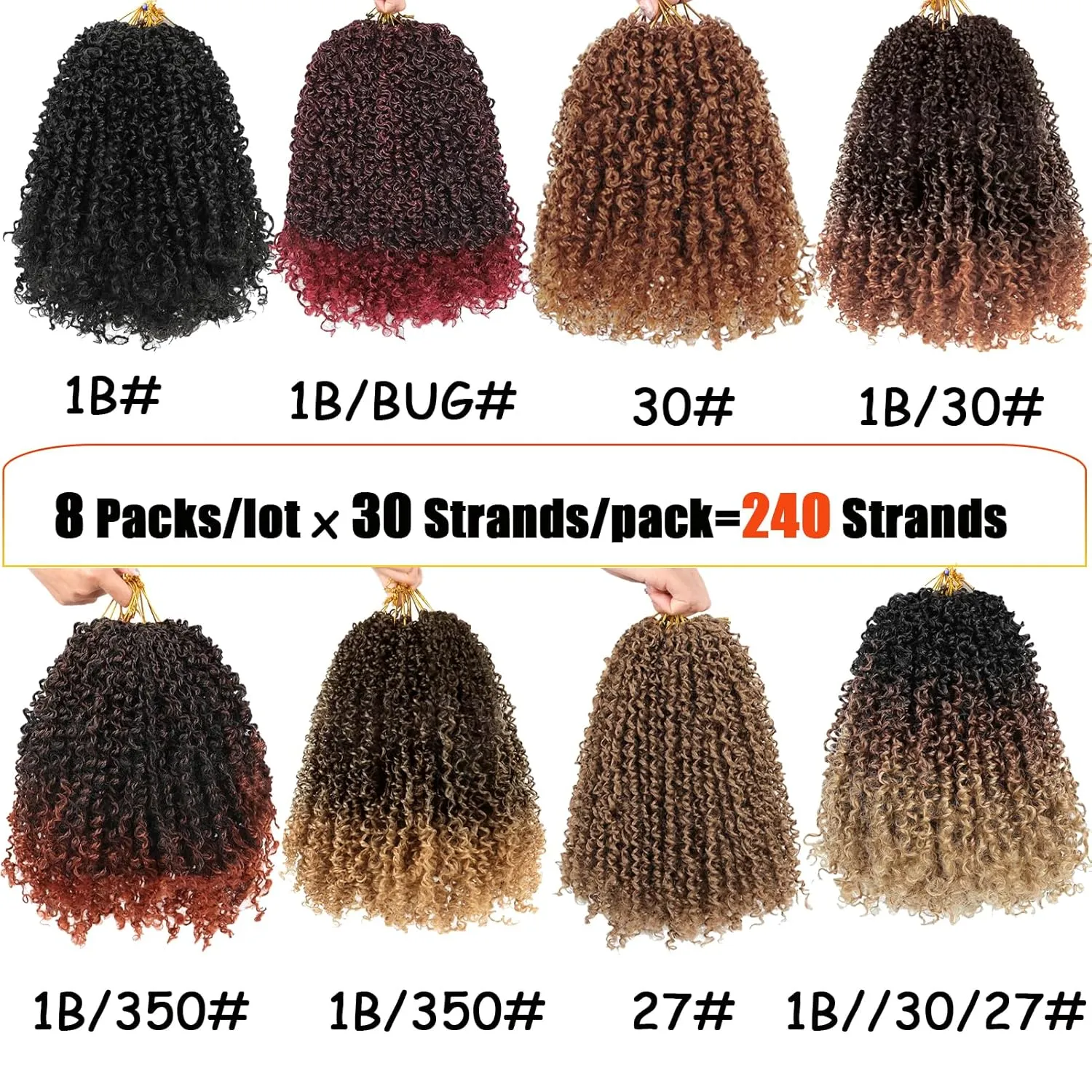 8 PCS Pre-twisted Yanky Twist Crochet Hair 14 Inch Ombre Burgundy Passion Twist Crochet Braiding Hair Pre-Looped Curly Crochet Braids Synthetic Spring Twist Crochet Hair Extensions (1B/BUG#)