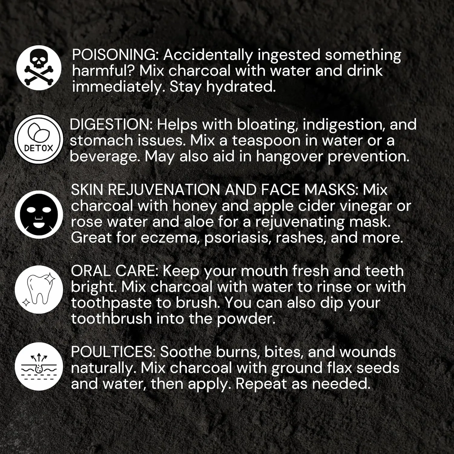 Activated Hardwood Charcoal Powder | Supports Skin, Body, Oral Health, Teeth Whitening | Dietary Supplement