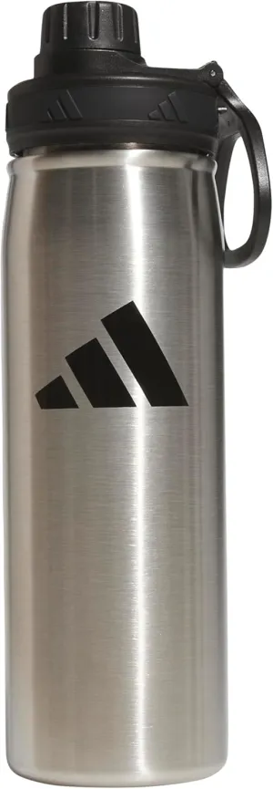 adidas 1 Liter (32 oz) Metal Water Bottle, Hot/Cold Double-Walled Insulated 18/8 Stainless Steel, Alumina Beige/White/Black, 32 Ounces