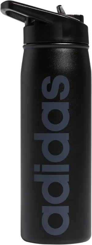 adidas 600 ML (20 oz) Straw Top Metal Water Bottle, Hot/Cold Double-Walled Insulated 18/8 Stainless Steel, Black/Onix Grey, One Size