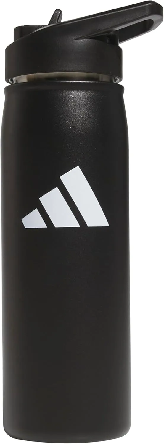 adidas 600 ML (20 oz) Straw Top Metal Water Bottle, Hot/Cold Double-Walled Insulated 18/8 Stainless Steel