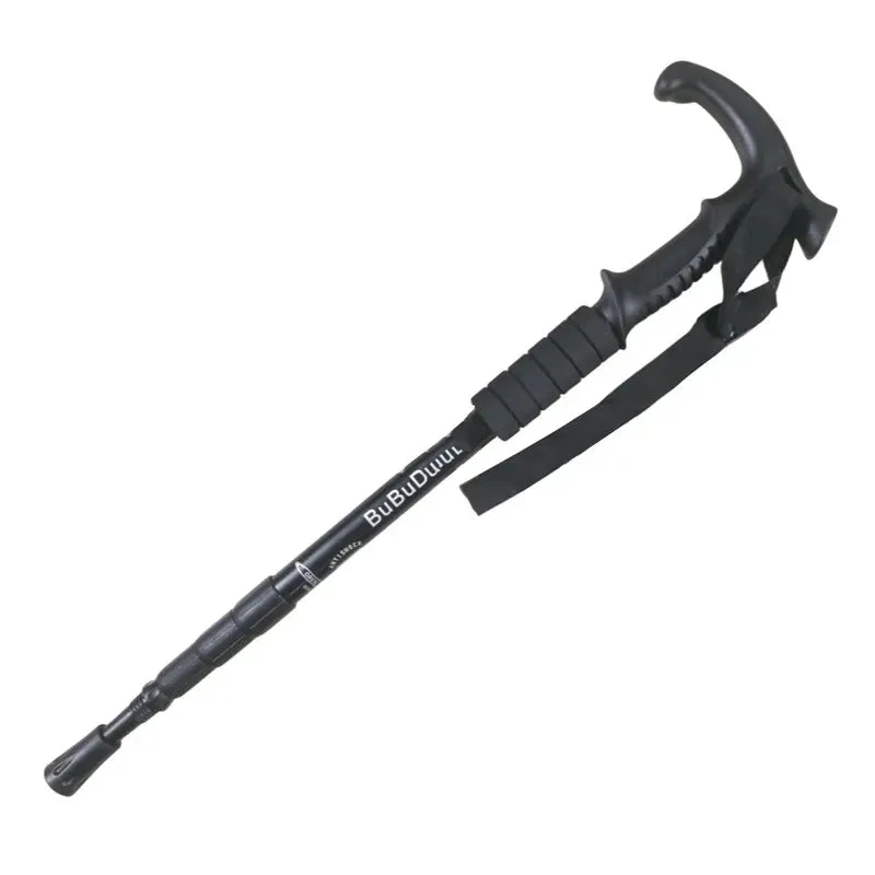 Adjustable High-Strength Alloy Trekking Pole - 110cm Wood Handle Hiking Accessory for Men and Women