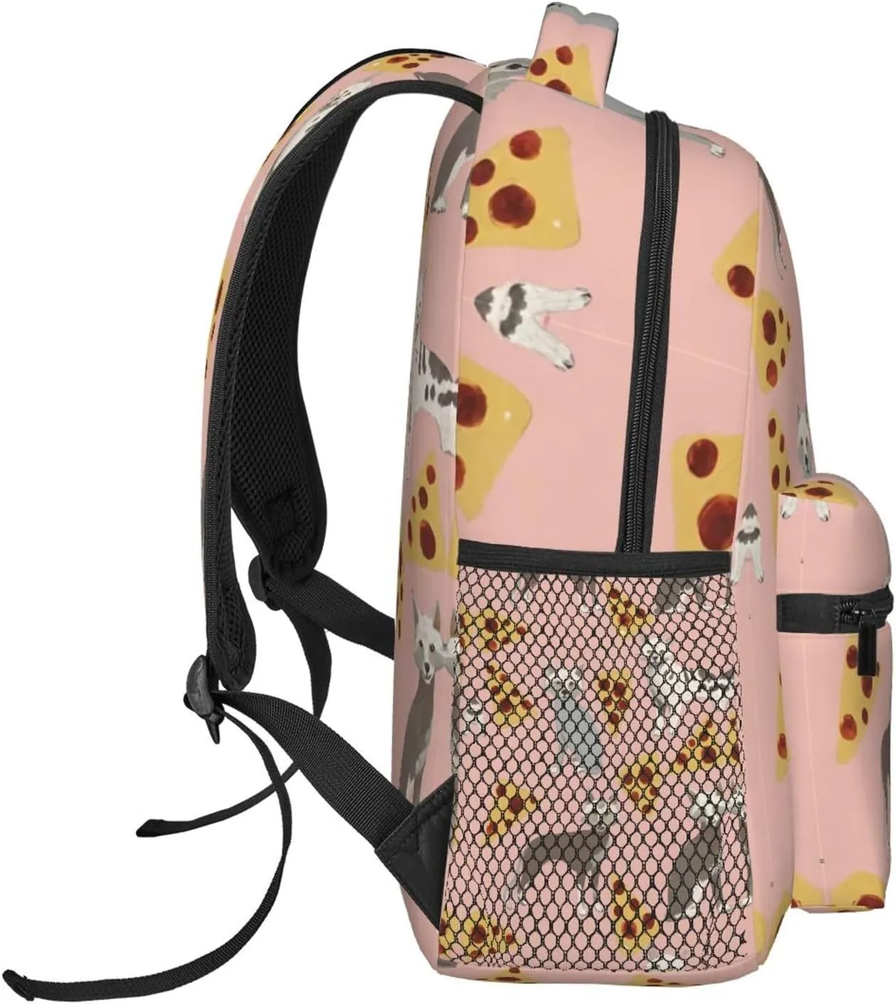 Adults Lightweight Chinese Crested Dog Pizza Art Rucksacks Large Capacity Bookbag With Adjustable Shoulder Straps for Trekking Outdoors Bicycle