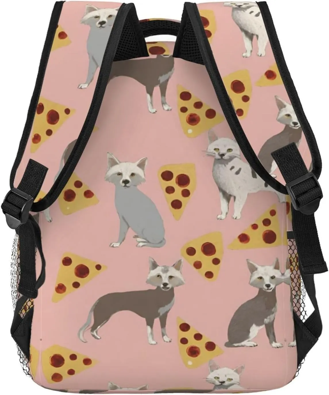 Adults Lightweight Chinese Crested Dog Pizza Art Rucksacks Large Capacity Bookbag With Adjustable Shoulder Straps for Trekking Outdoors Bicycle