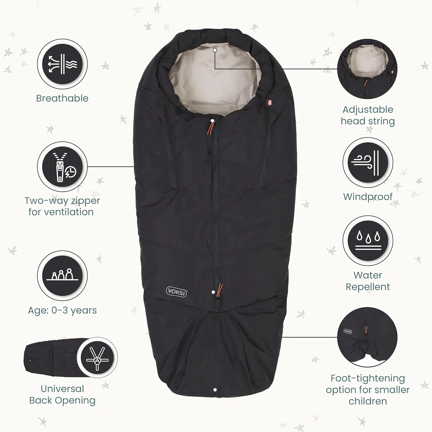 Adventure Baby Sleeping Bag, Natural Wool & Down, Windproof & Water-Repellent, Product of Norway