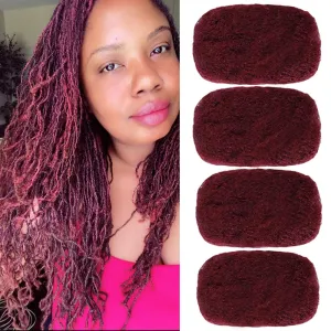 Afro Kinky Bulk Hair For Dreadlock Extensions Repair Locs,Twist Braiding, 100% Handmade Braiding Hair 30Grams each bundles Total (16Inch #BUG 4Bundles/Pack)