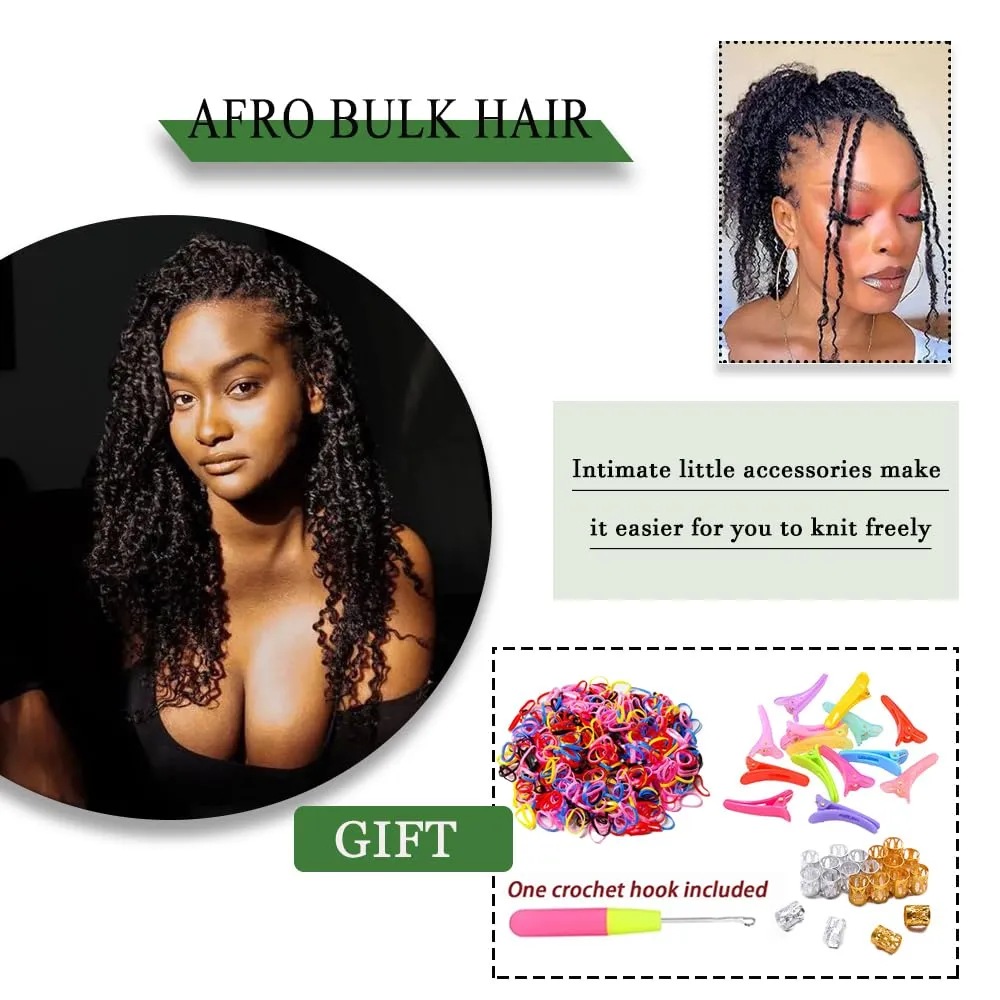 Afro Kinky Bulk Hair For Dreadlock Extensions Repair Locs,Twist Braiding, 100% Handmade Braiding Hair 30Grams each bundles Total (16Inch #BUG 4Bundles/Pack)