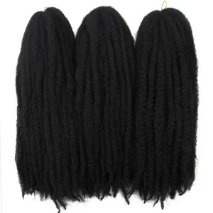 Afro Kinky Twist Crochet Hair Braids Marley Braid Hair 18inch Senegalese Curly Crochet Synthetic Braiding Hair (#1B)