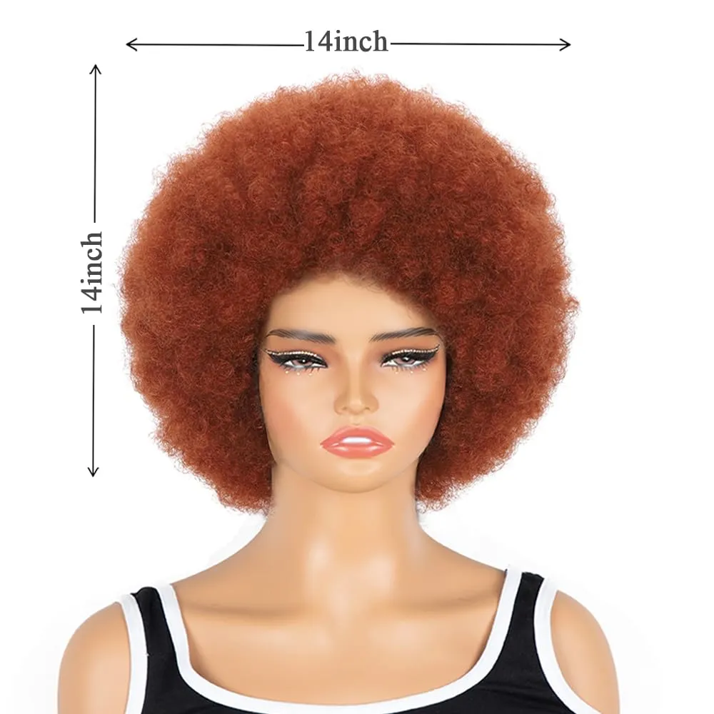 Afro Wig For Black Women Short Curly Afro Kinky Wig Large Bouncy And Soft Natural Looking Synthetic Wigs For Daily And Party Halloween Costume Use (#350)