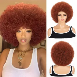 Afro Wig For Black Women Short Curly Afro Kinky Wig Large Bouncy And Soft Natural Looking Synthetic Wigs For Daily And Party Halloween Costume Use (#350)