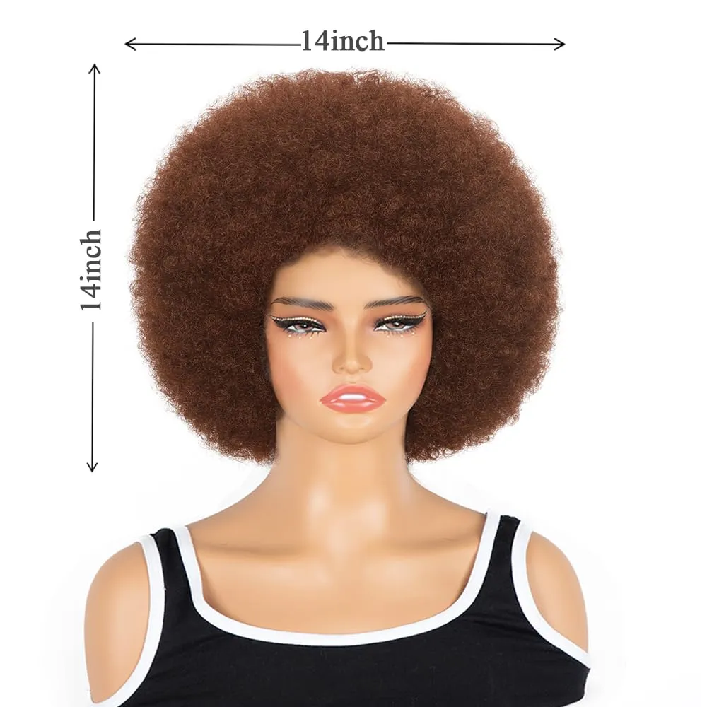 Afro Wig - Soft 70s For Black Women Short Curly Afro Kinky Wig Large Bouncy And Soft Natural Looking Synthetic Wigs For Daily And Party Halloween Costume Use (#33)