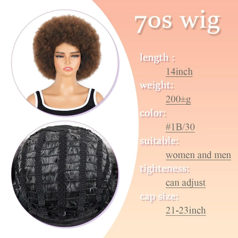 Afro Wig - Soft 70s For Women Soft Afro Wigs Large Bouncy and Natural Looking Full Wigs for Daily Party Cosplay Costume Halloweeen Afro Wig For Daily Party Use ﻿（1B/30#）