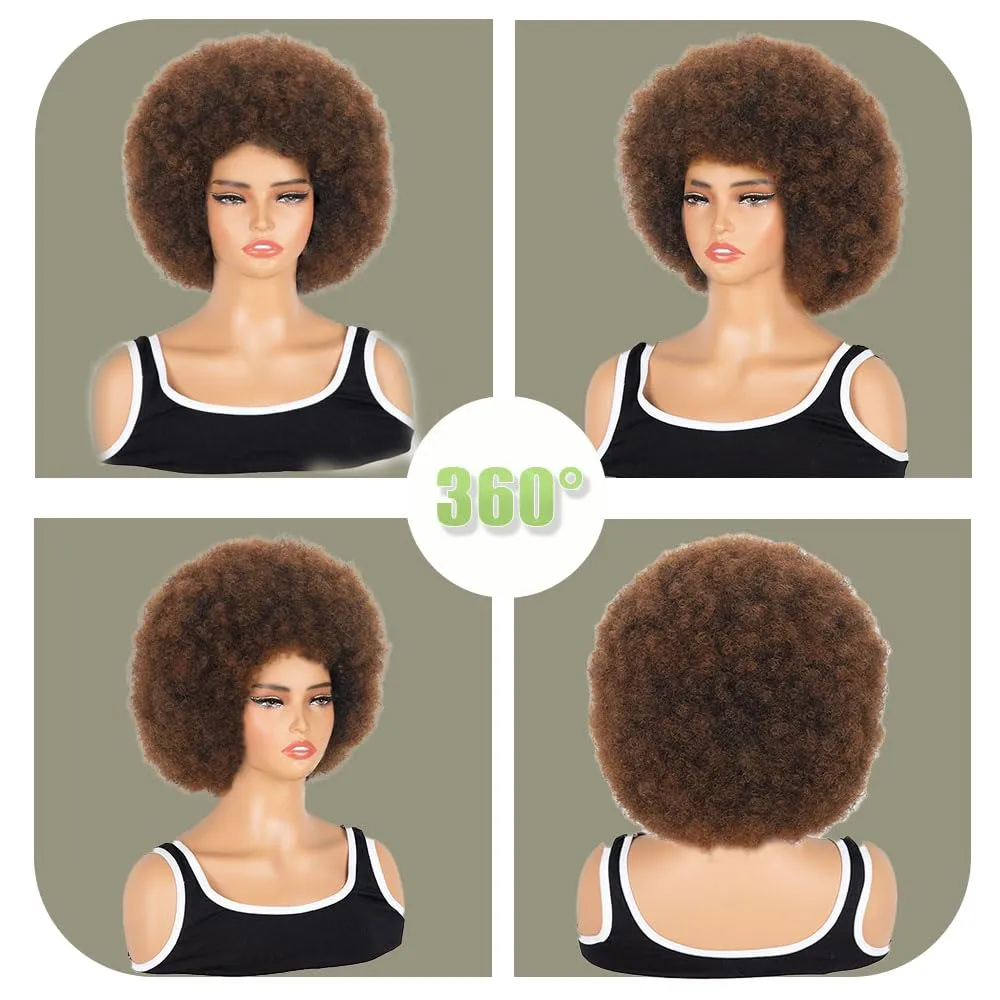 Afro Wig - Soft 70s For Women Soft Afro Wigs Large Bouncy and Natural Looking Full Wigs for Daily Party Cosplay Costume Halloweeen Afro Wig For Daily Party Use ﻿（1B/30#）