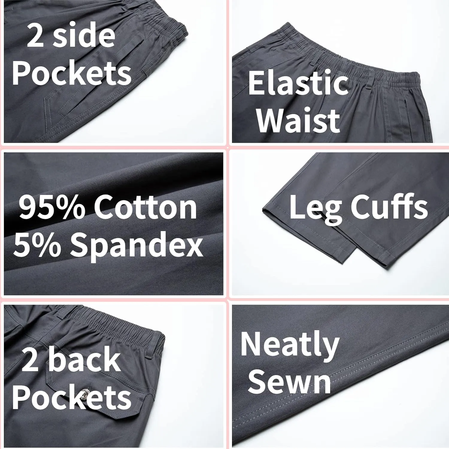AIFARLD Mens Cargo Pants Elastic Waist Pants Sport Jogger Long Trousers for Hiking Fishing Running Workout