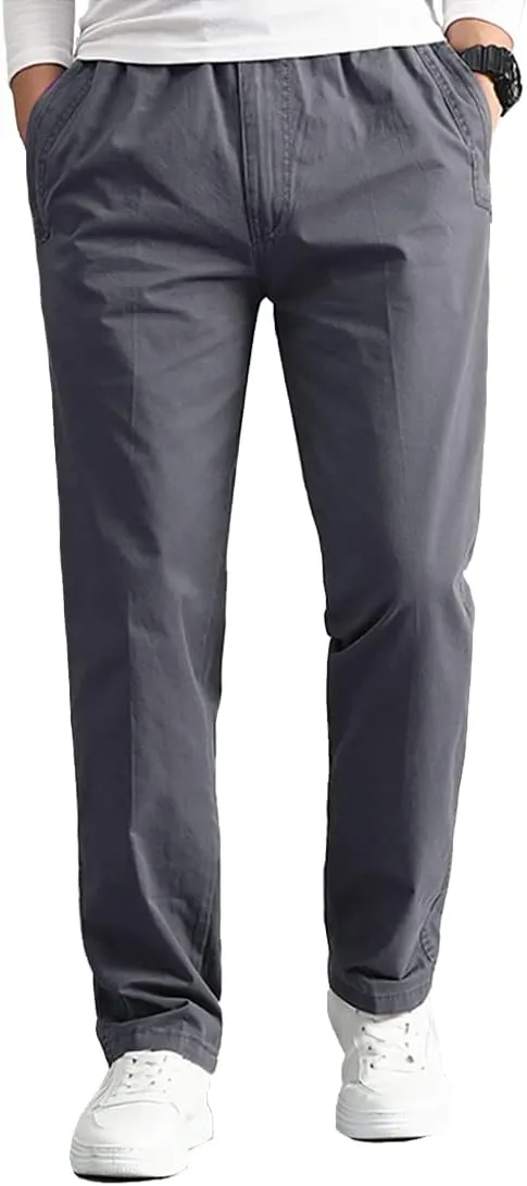 AIFARLD Mens Cargo Pants Elastic Waist Pants Sport Jogger Long Trousers for Hiking Fishing Running Workout