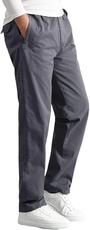 AIFARLD Mens Cargo Pants Elastic Waist Pants Sport Jogger Long Trousers for Hiking Fishing Running Workout