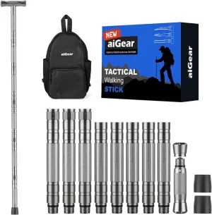 aiGear Hiking Walking Stick Hiking Poles with Adjustable Height, Outdoor 8 Tubes Walking Sticks for Hiking Trekking Men Women