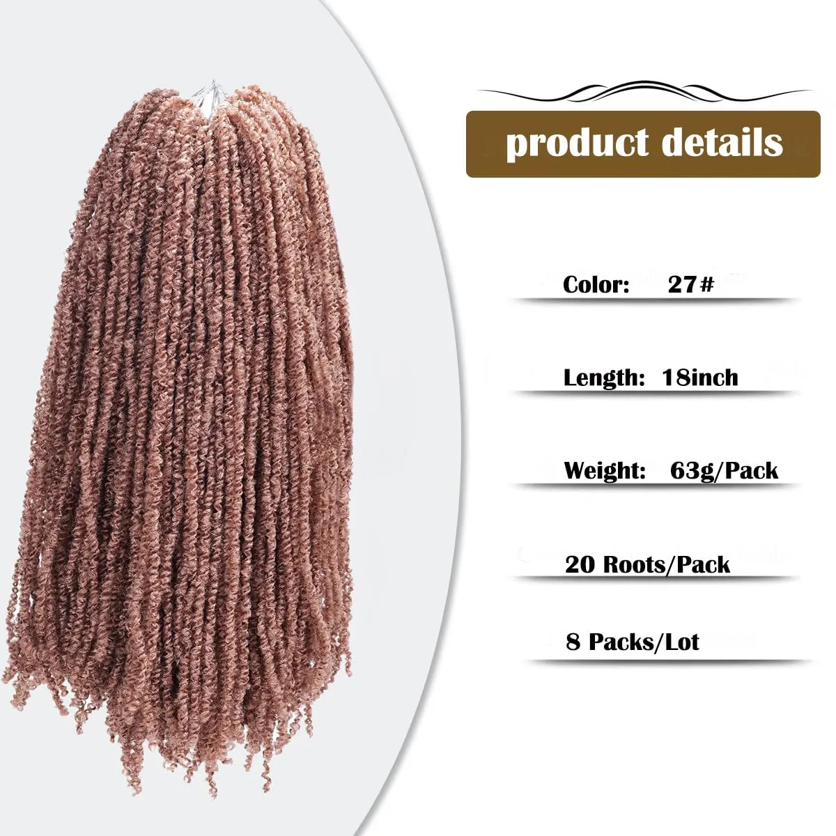 Aipin Pre-Twisted Passion Twist Hair mini Yanky Passion Twist Crochet Hair(18 nch 8Pack 27#)