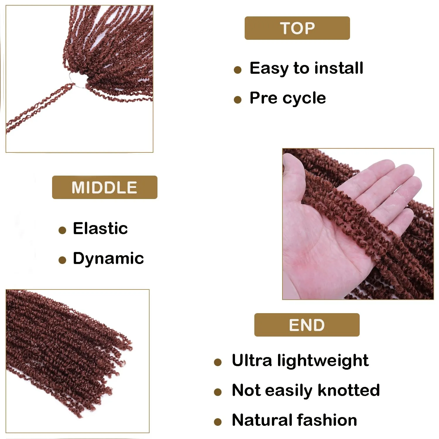 Aipin Pre-Twisted Passion Twist Hair mini Yanky Passion Twist Crochet Hair(18 nch 8Pack 30#)