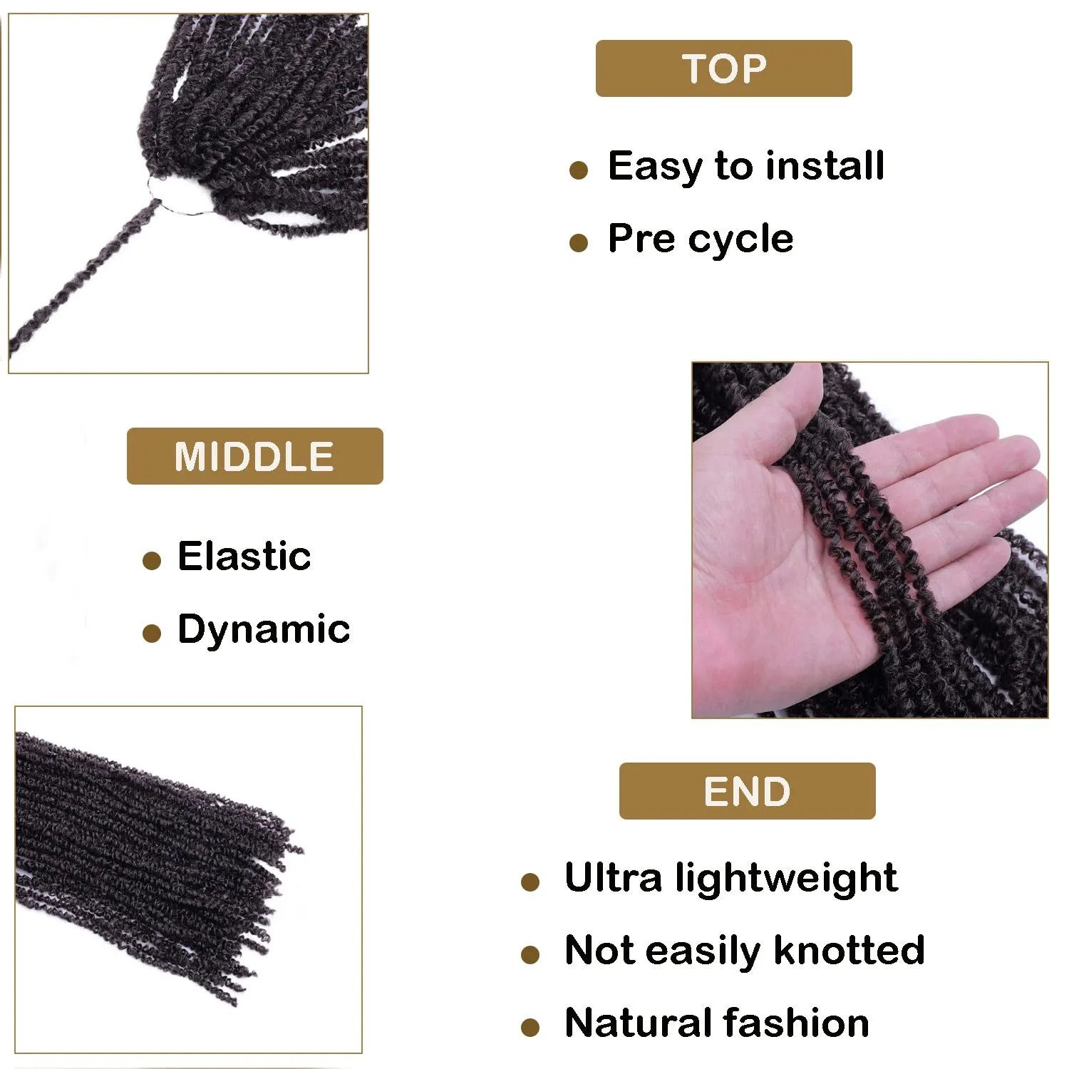 Aipin Pre-Twisted Passion Twist Hair mini Yanky Passion Twist Crochet Hair(18 nch 8Pack 4#)