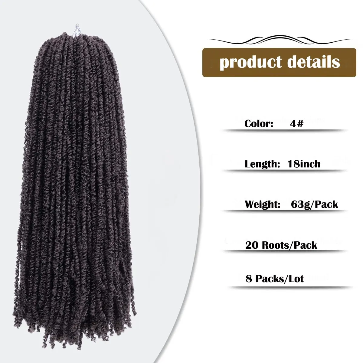 Aipin Pre-Twisted Passion Twist Hair mini Yanky Passion Twist Crochet Hair(18 nch 8Pack 4#)