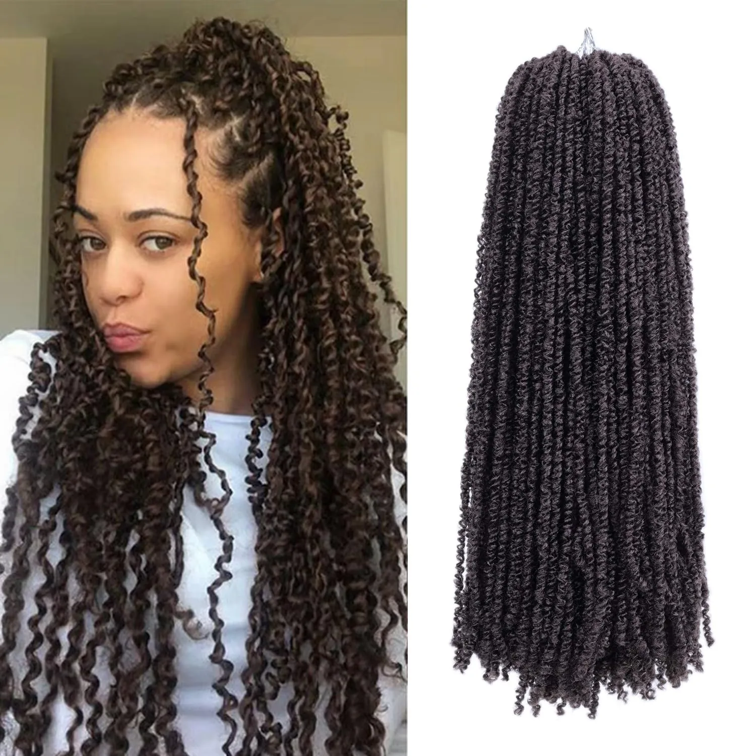 Aipin Pre-Twisted Passion Twist Hair mini Yanky Passion Twist Crochet Hair(18 nch 8Pack 4#)