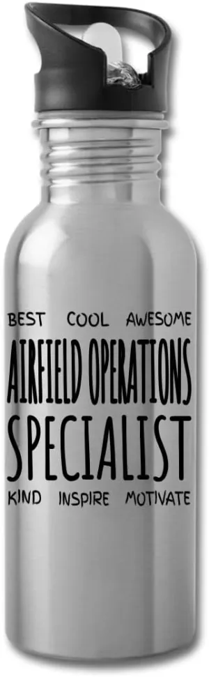 Airfield Operations Specialist Water Bottle Gifts Funny Appreciation Thank You For Men Women 20 fl oz Bottle Silver