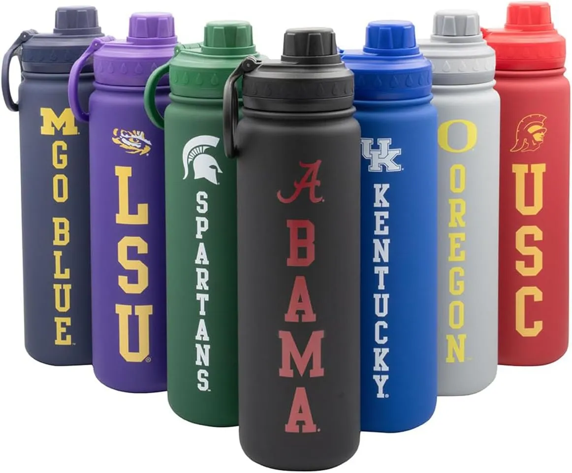 Alabama Water Bottle - Black Double Walled Stainless Steel 24 oz Keeps Drinks Cold or Hot