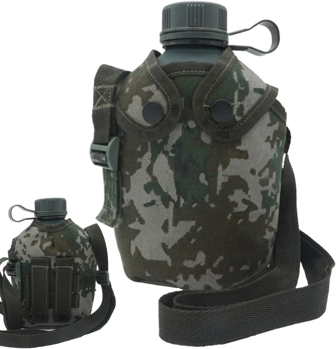 Alloy Water Bottle Army - Portable Hydration Gear | Survival Gear Bottle, Sports Outdoor Recreation Accessories, 1 L Hiking Hydration Flasks with Strap, Insulated Beverage Container for Climb